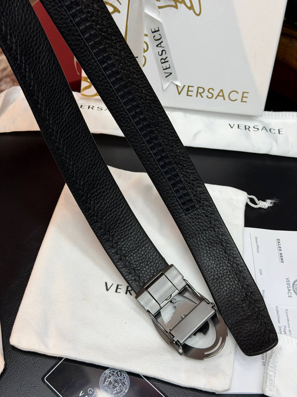 Versace İthal Kemer Siyah Aksesuar 3,7 cm