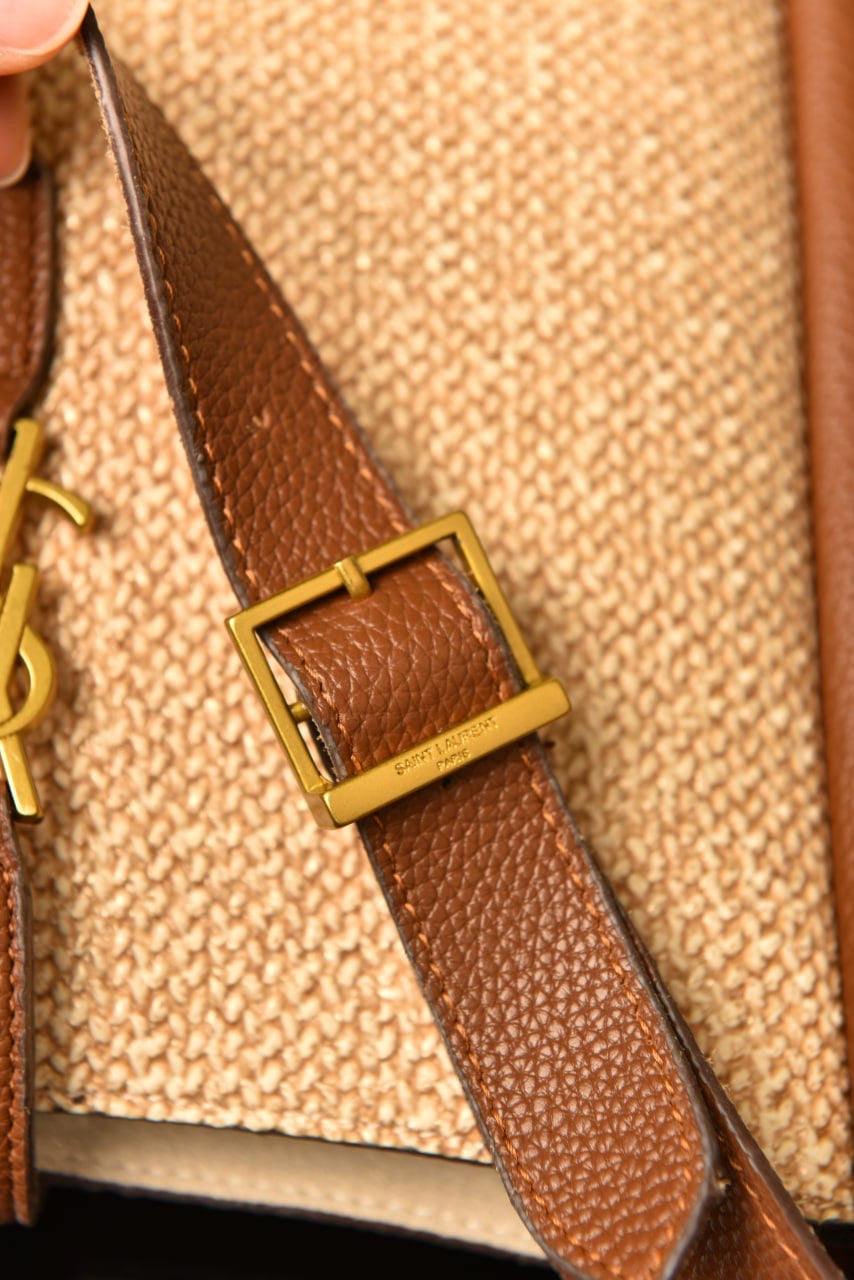 YVES SAINT LAURENT - Le 5 A 7 Small Hobo Bag in Raffia and Leather (5 Renk)