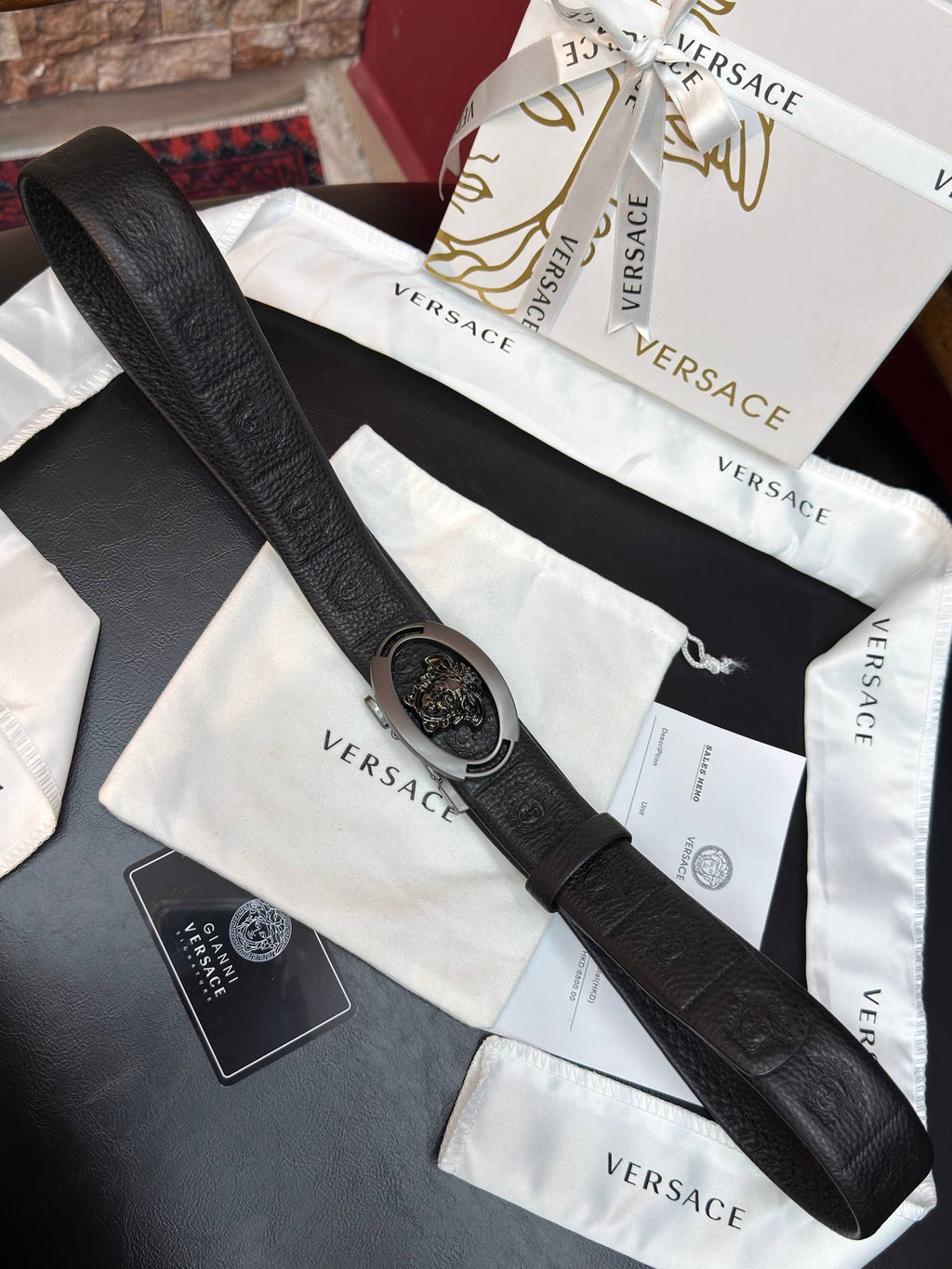 Versace İthal Kemer Siyah Aksesuar 3,7 cm