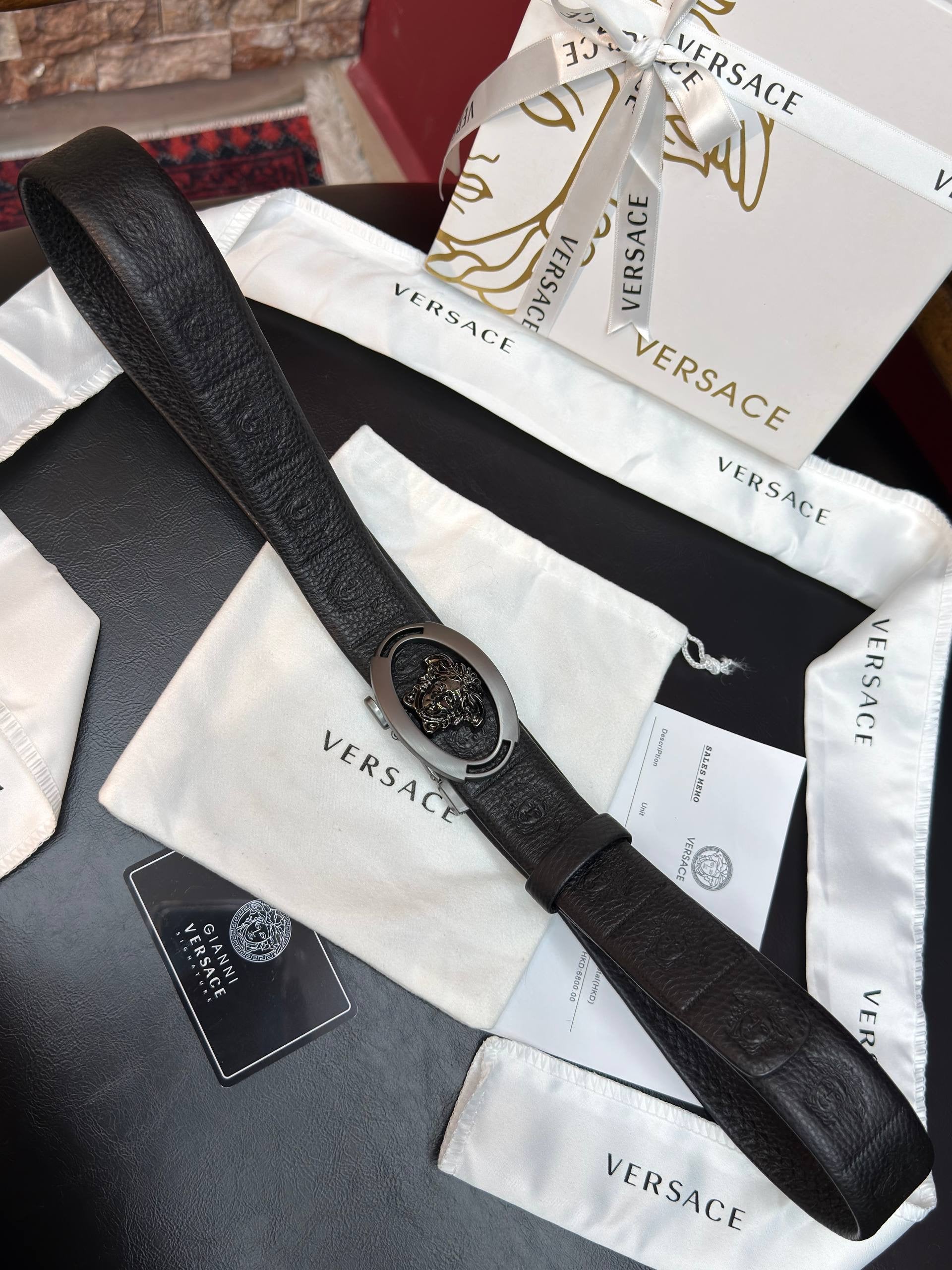 Versace İthal Kemer Siyah Aksesuar 3,7 cm