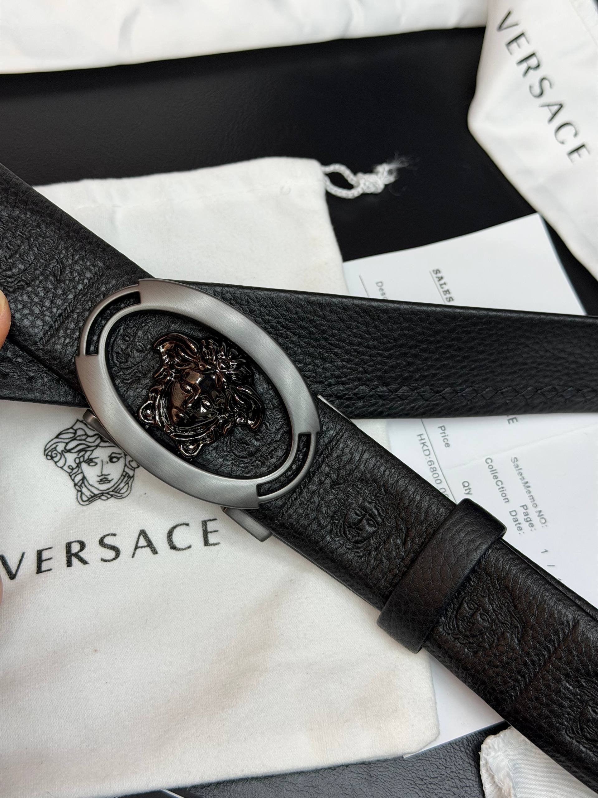 Versace İthal Kemer Siyah Aksesuar 3,7 cm