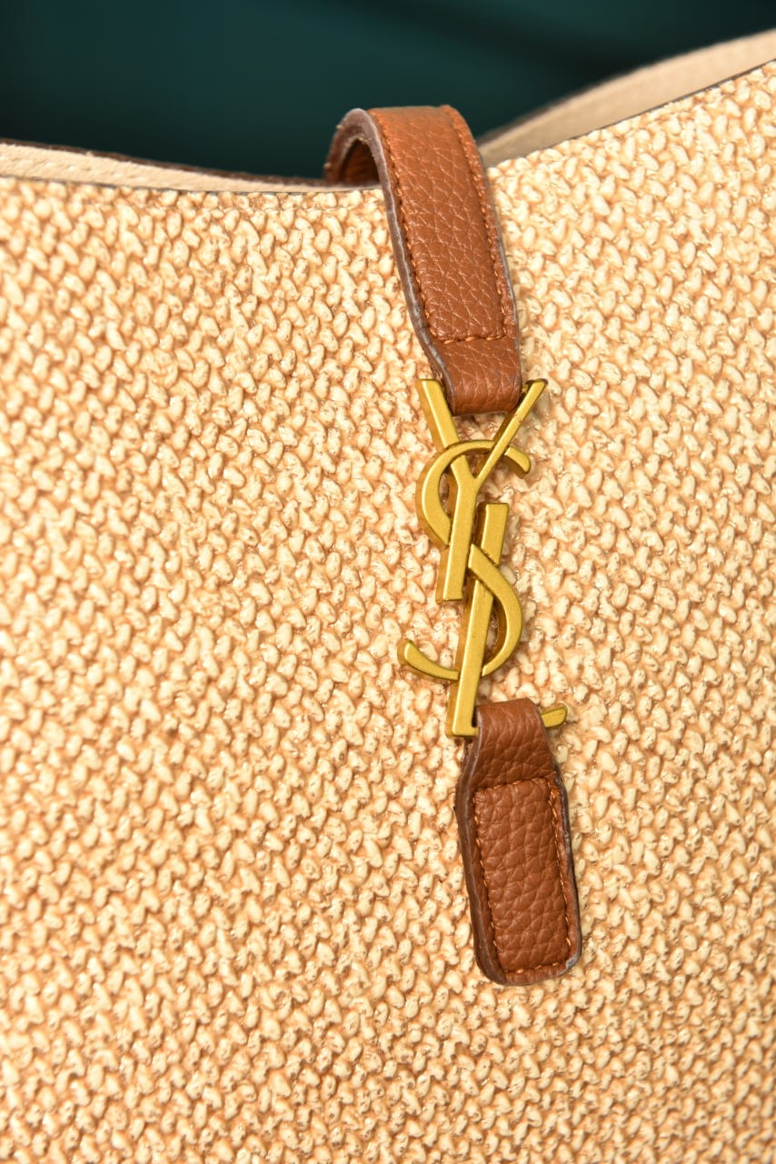 YVES SAINT LAURENT - Le 5 A 7 Small Hobo Bag in Raffia and Leather (5 Renk)